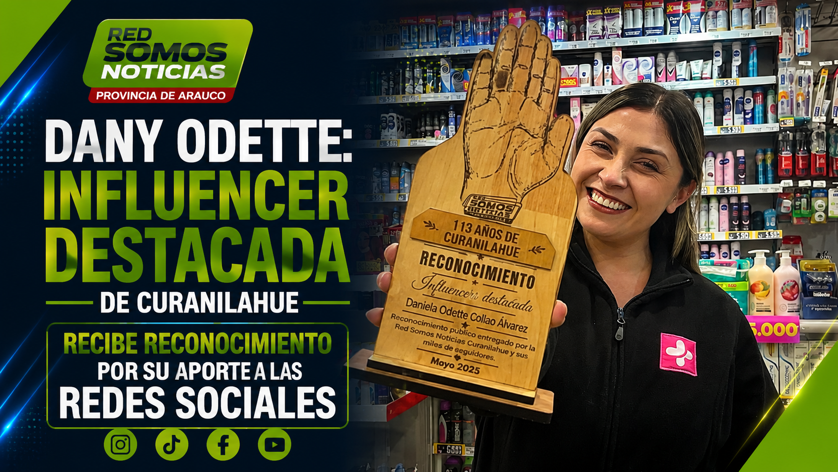 Dany Odette: Influencer destacada de Curanilahue recibe reconocimiento por su aporte a las redes sociales