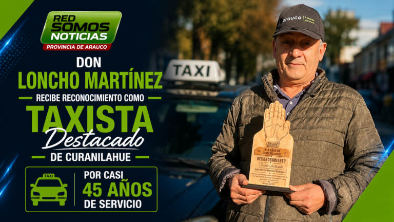 Don Loncho Martínez recibe reconocimiento como Taxista Destacado de Curanilahue por casi 45 años de servicio
