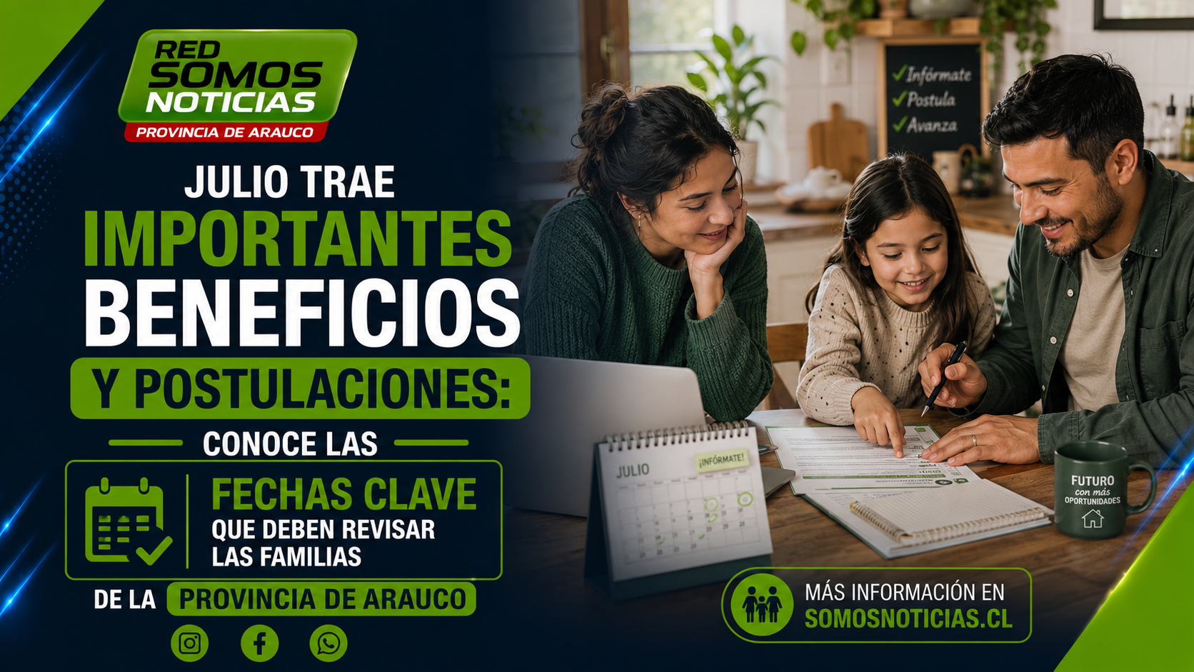Julio trae importantes beneficios y postulaciones: conoce las fechas clave que deben revisar las familias de la Provincia de Arauco 1 Julio trae importantes beneficios y postulaciones: conoce las fechas clave que deben revisar las familias de la Provincia de Arauco